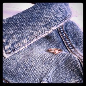 Rose Gold Coach Ring with Diamond stud. Size 8